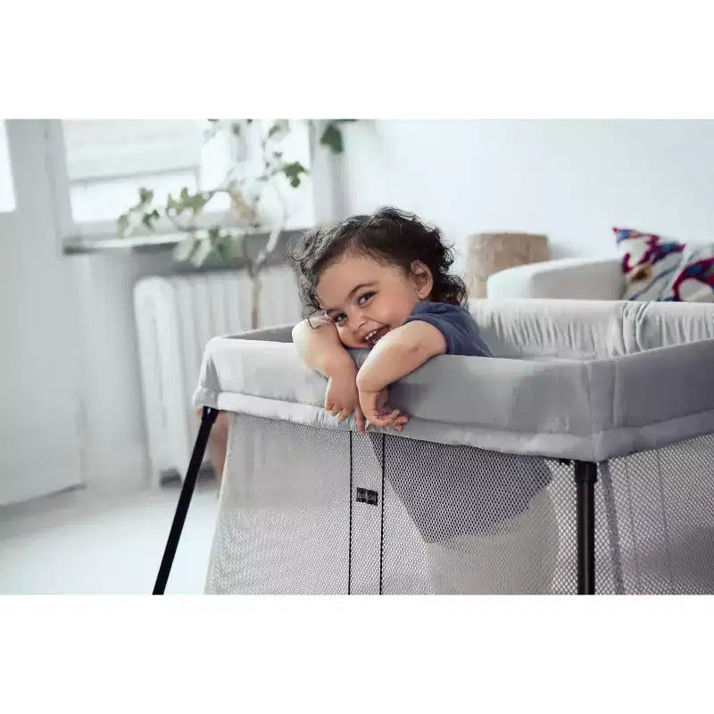 Portable Travel Crib with Carrying Bag - Light Silver