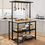 42-Inch Kitchen Island Table with 3-Tier Storage, 5 Hooks and Power Outlets