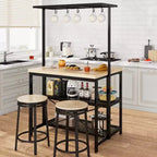 42-Inch Kitchen Island Table with 3-Tier Storage, 5 Hooks and Power Outlets