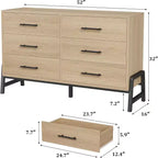 6-Drawer Rattan Dresser with Charging Station, Storage Chest for Bedroom, Living Room, Hallway and Bedside