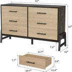 6-Drawer Rattan Dresser with Charging Station, Storage Chest for Bedroom, Living Room, Hallway and Bedside