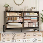 6-Drawer Rattan Dresser with Charging Station, Storage Chest for Bedroom, Living Room, Hallway and Bedside