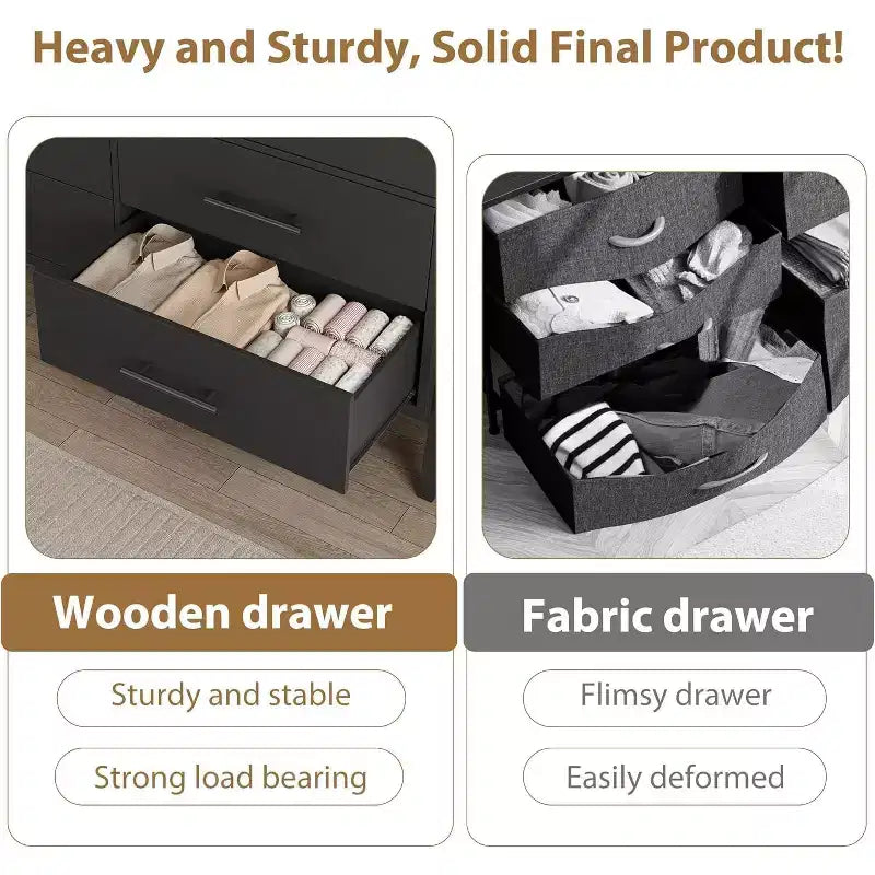 6-Drawer Rattan Dresser with Charging Station, Storage Chest for Bedroom, Living Room, Hallway and Bedside