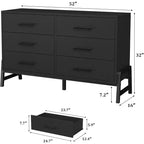 6-Drawer Rattan Dresser with Charging Station, Storage Chest for Bedroom, Living Room, Hallway and Bedside