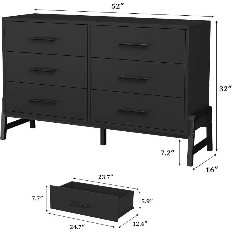 6-Drawer Rattan Dresser with Charging Station, Storage Chest for Bedroom, Living Room, Hallway and Bedside