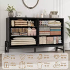 6-Drawer Rattan Dresser with Charging Station, Storage Chest for Bedroom, Living Room, Hallway and Bedside