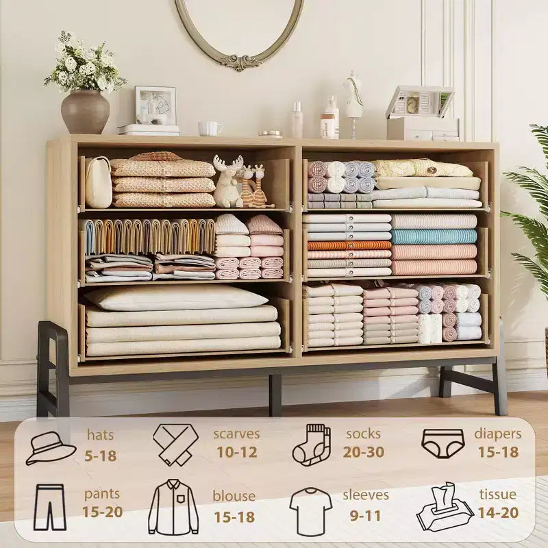 6-Drawer Rattan Dresser with Charging Station, Storage Chest for Bedroom, Living Room, Hallway and Bedside