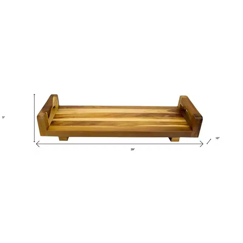 29-Inch Natural Teak Bath Tray and Seat with Handles