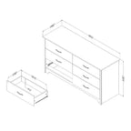 6-Drawer Horizontal Dresser in White