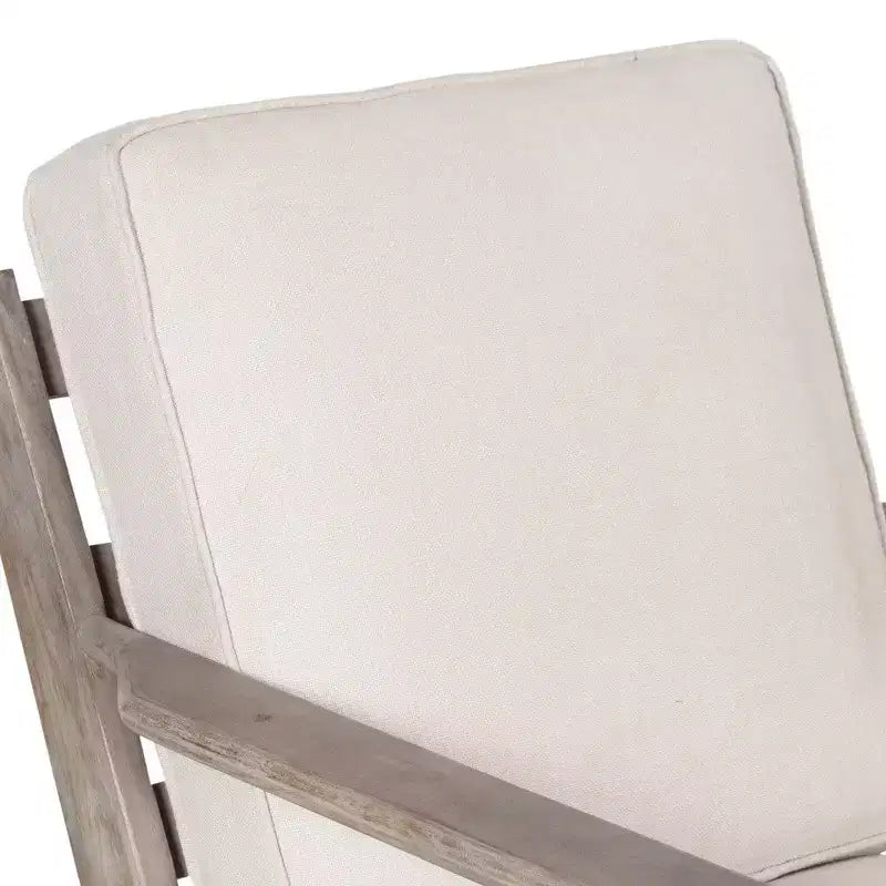 Handcrafted Mango Wood Accent Chair with Cushioned Seat and Angled Legs