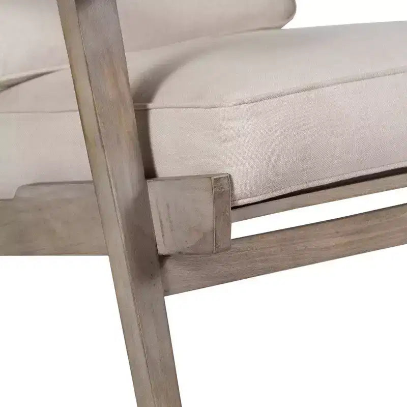 Handcrafted Mango Wood Accent Chair with Cushioned Seat and Angled Legs