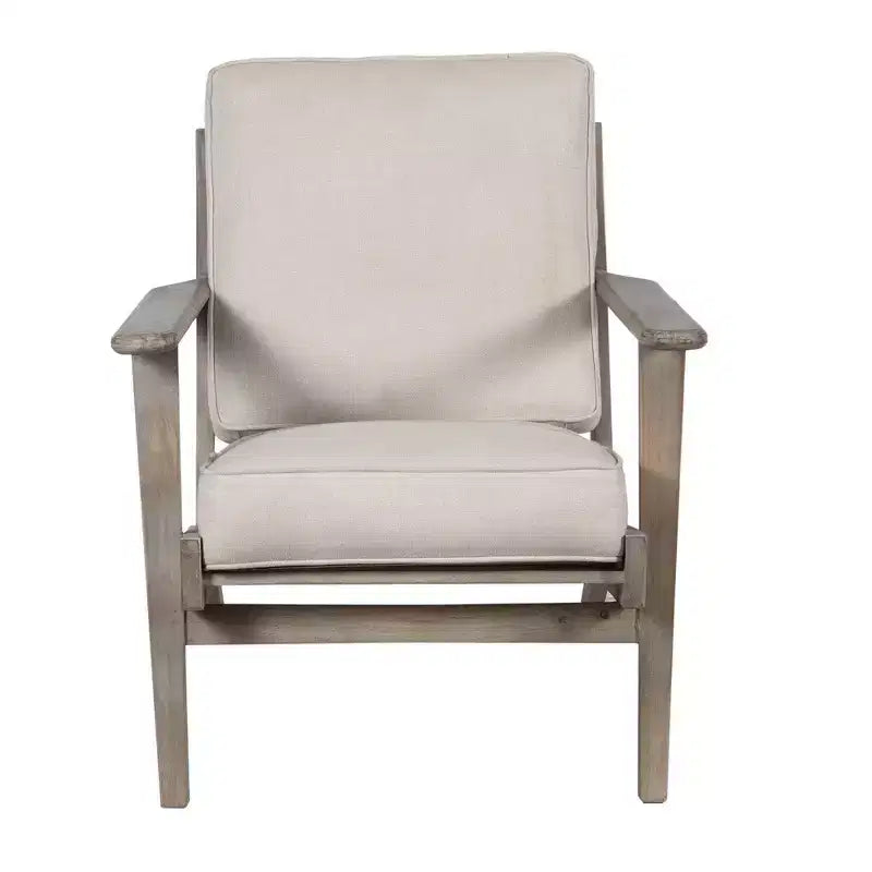 Handcrafted Mango Wood Accent Chair with Cushioned Seat and Angled Legs