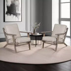 Handcrafted Mango Wood Accent Chair with Cushioned Seat and Angled Legs