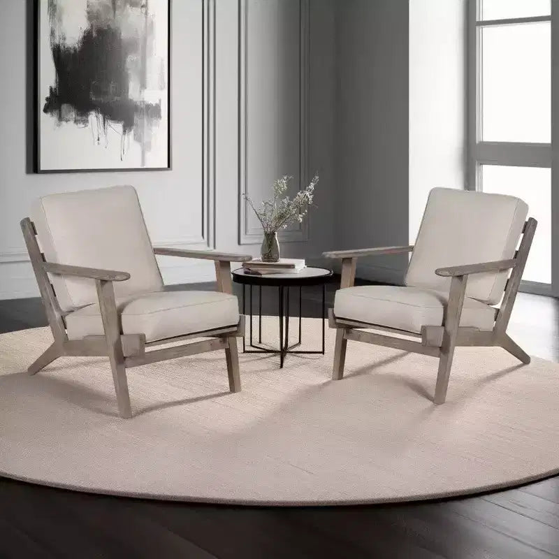 Handcrafted Mango Wood Accent Chair with Cushioned Seat and Angled Legs