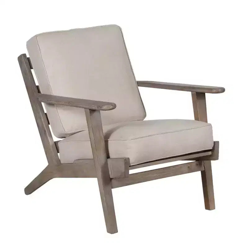 Handcrafted Mango Wood Accent Chair with Cushioned Seat and Angled Legs