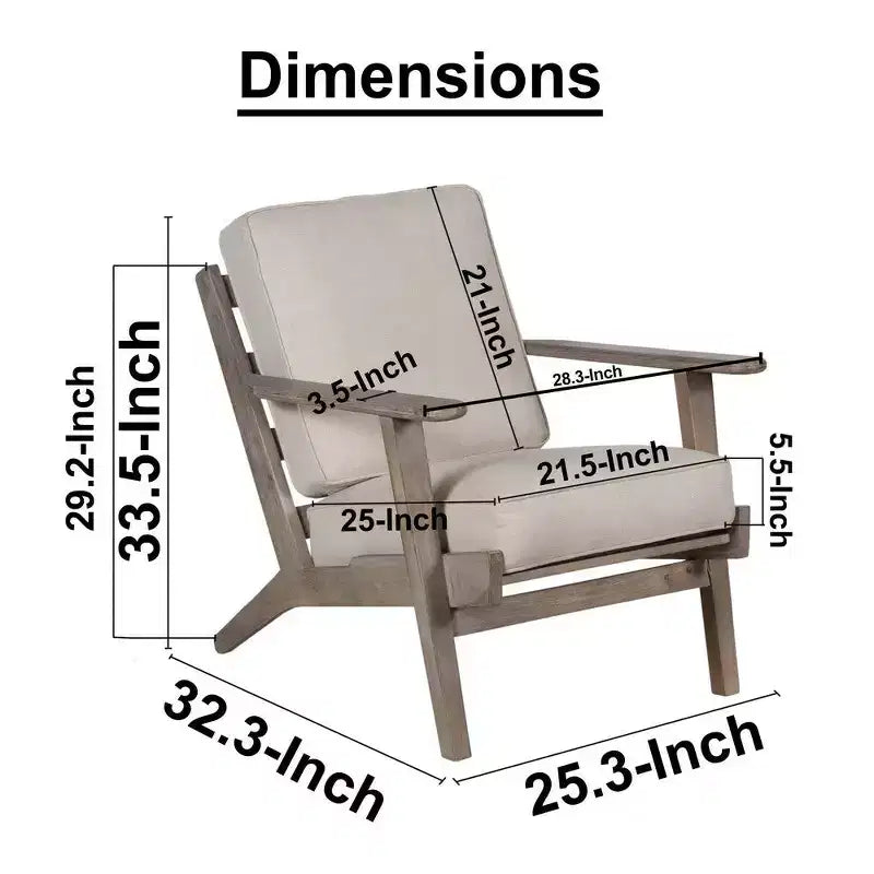 Handcrafted Mango Wood Accent Chair with Cushioned Seat and Angled Legs