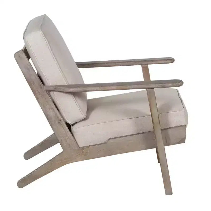 Handcrafted Mango Wood Accent Chair with Cushioned Seat and Angled Legs