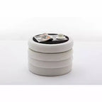 Round Storage Ottoman with Wooden Shelving