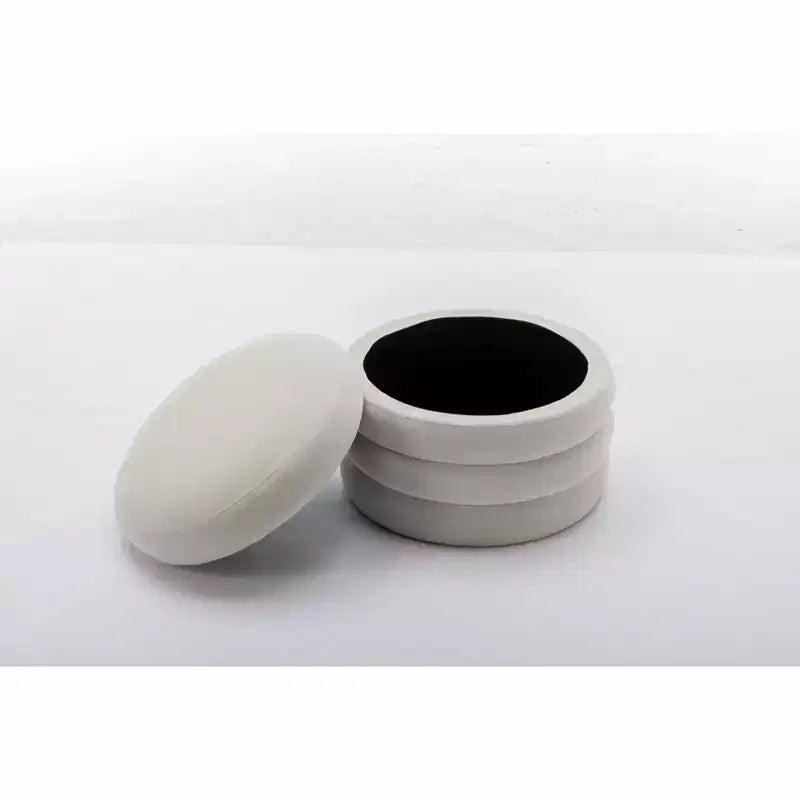 Round Storage Ottoman with Wooden Shelving