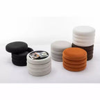 Round Storage Ottoman with Wooden Shelving