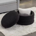 Round Storage Ottoman with Wooden Shelving