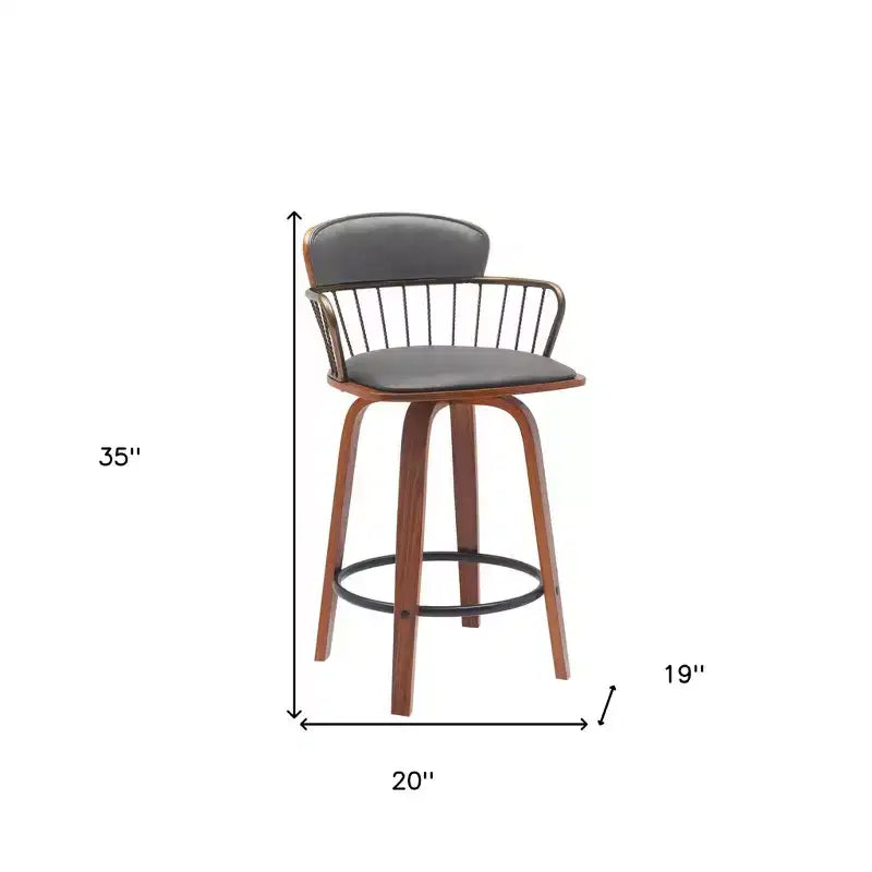 26-Inch Faux Leather Swivel Counter Height Bar Chair