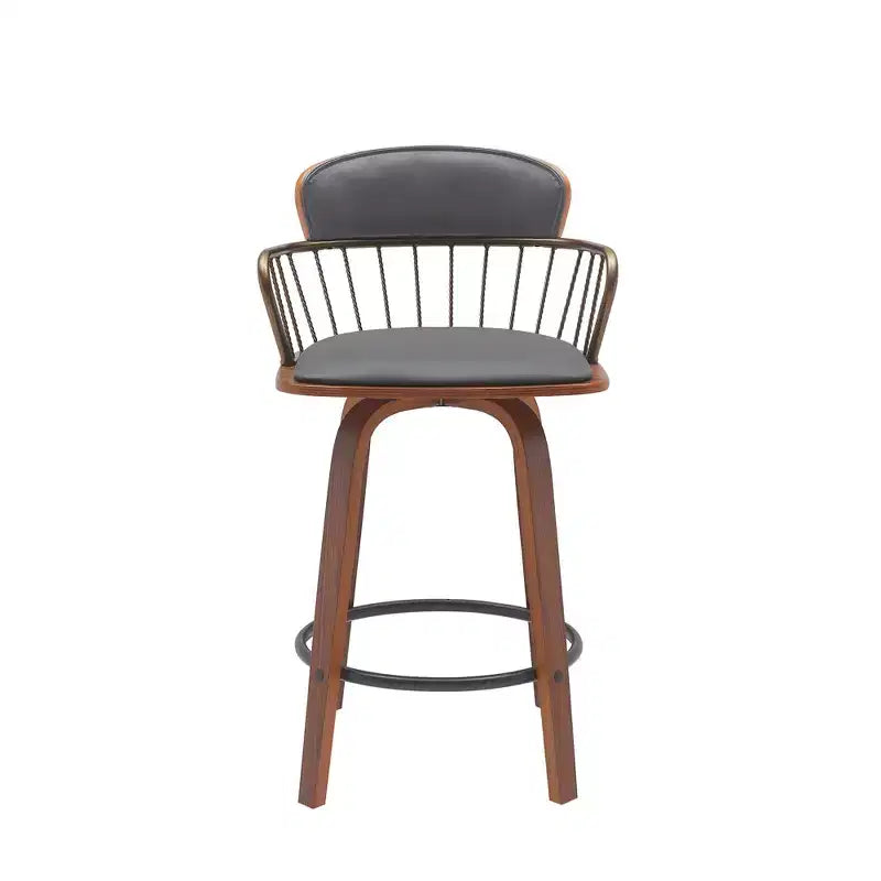 26-Inch Faux Leather Swivel Counter Height Bar Chair