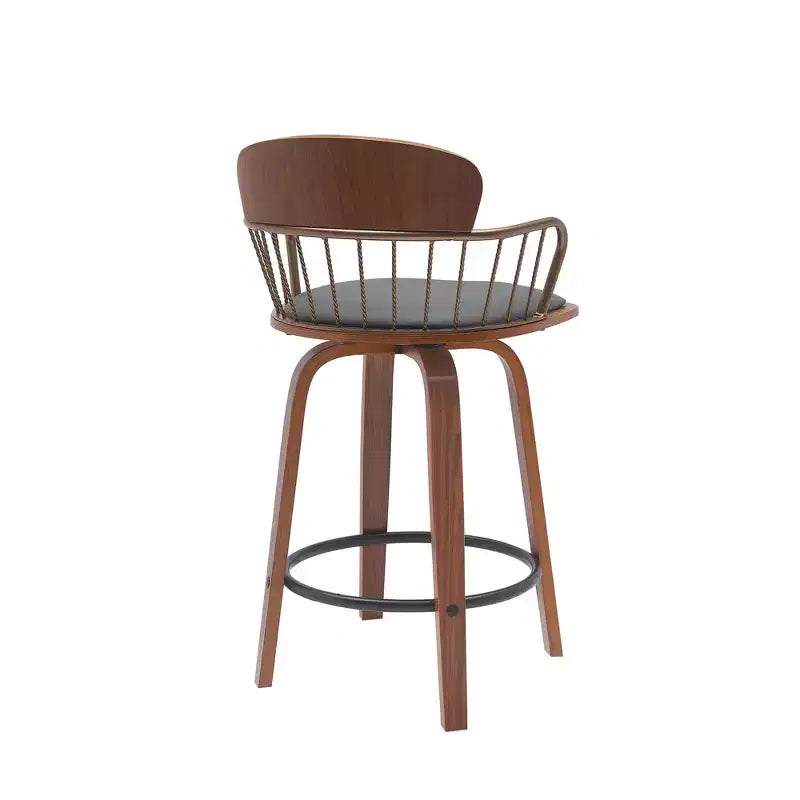 26-Inch Faux Leather Swivel Counter Height Bar Chair