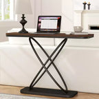 47.4" Farmhouse Console Table with Black Metal Frame – Narrow Entryway Sofa Table