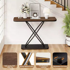 47.4" Farmhouse Console Table with Black Metal Frame – Narrow Entryway Sofa Table