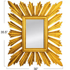Sunburst Rectangular Wall Mirror, Gold