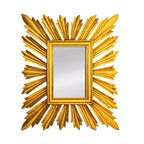 Sunburst Rectangular Wall Mirror, Gold