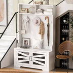 43.3" Entryway Bench with Coat Rack, Hall Tree with 7 Hooks and Adjustable Shelves