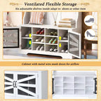 43.3" Entryway Bench with Coat Rack, Hall Tree with 7 Hooks and Adjustable Shelves