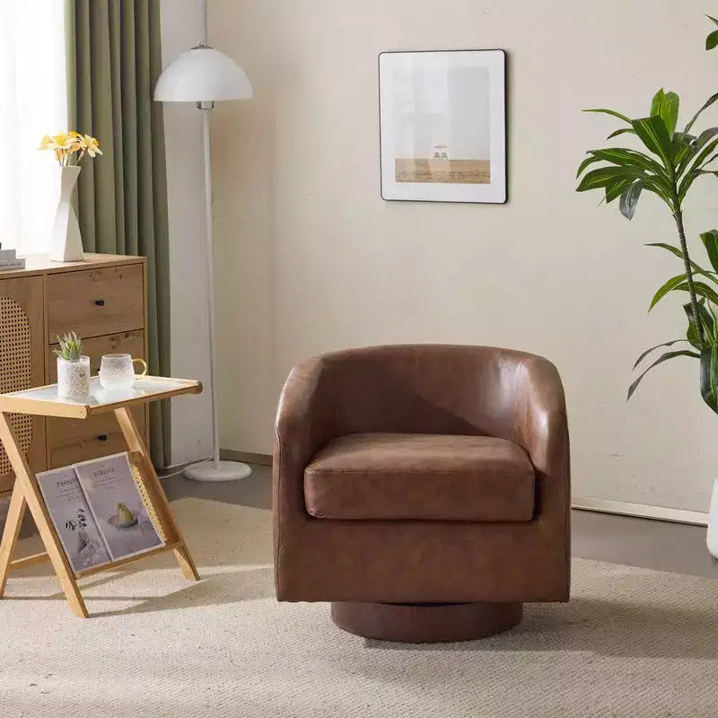 Swivel Barrel Accent Chair with Pillow Seat and Back