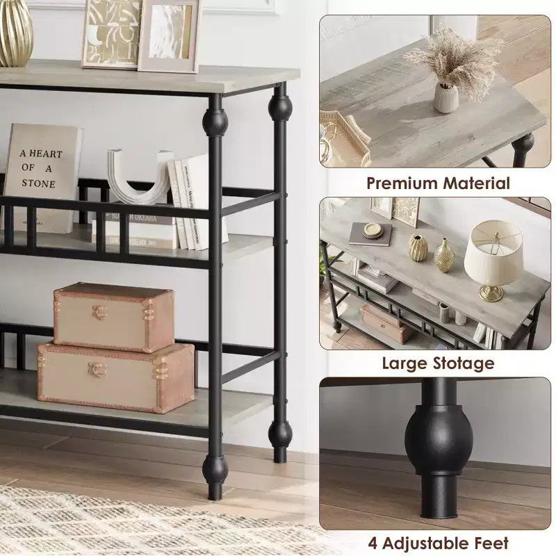 Narrow Console Table with Storage Rack