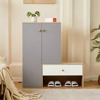 Multi-functional Shoe Storage Bench with Cabinet and Rack