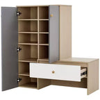 Multi-functional Shoe Storage Bench with Cabinet and Rack