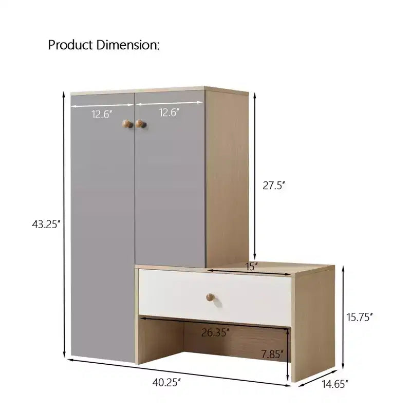 Multi-functional Shoe Storage Bench with Cabinet and Rack