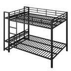 Full Size Metal Bunk Bed with LED Light Strips, Open Storage Shelves and Hooks