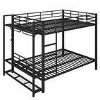 Full Size Metal Bunk Bed with LED Light Strips, Open Storage Shelves and Hooks