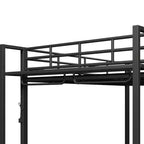 Full Size Metal Bunk Bed with LED Light Strips, Open Storage Shelves and Hooks