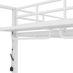 Full Size Metal Bunk Bed with LED Light Strips, Open Storage Shelves and Hooks