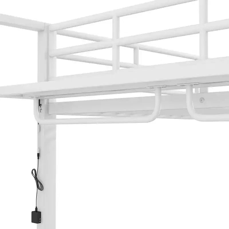 Full Size Metal Bunk Bed with LED Light Strips, Open Storage Shelves and Hooks