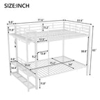 Full Size Metal Bunk Bed with LED Light Strips, Open Storage Shelves and Hooks