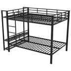 Full Size Metal Bunk Bed with LED Light Strips, Open Storage Shelves and Hooks