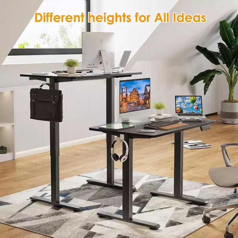 40 x 24 Electric Height Adjustable Standing Desk, Black Desktop with Splice Board