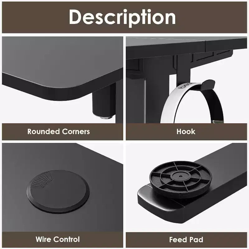 40 x 24 Electric Height Adjustable Standing Desk, Black Desktop with Splice Board