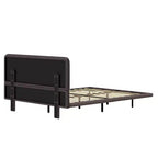 Floating Platform Bed with LED Lights and PU Leather Upholstery
