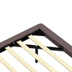 Floating Platform Bed with LED Lights and PU Leather Upholstery